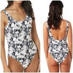 Nicole Miller "Moonless Night" Print Black White Swimsuit Women's Large NWT Photo 1
