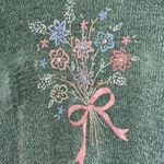 Vintage Womens Grannycore Sweater Large Knit Pullover Floral Embroidery Fuzzy Photo 1