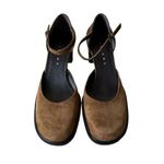 Paloma Round Square Suede Toe Chunky Heels Mary Jane Shoes feature leather 7.5 Brown Photo 1