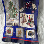Liz Claiborne Silk Blue Holiday Patterned Scarf Photo 0