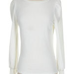 Alya Women’s Elegant White Puff Sleeve Fitted Top Super Soft Size XS Photo 0