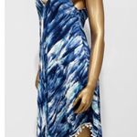 Beachwear by Japna Women's Blue Sleeveless Handkerchief Hem Midi Cover Photo 3