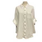 Caffe Marrakesh Solid White Casual Button Down Shirt White Size 3X Photo 5