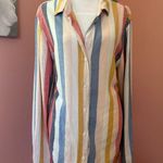 Bella Dahl vertical rainbow striped casual comfy classic button down Mykonos XL Photo 4