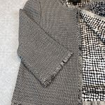 St. John  Knit Jacket Size 14 Black White Fringe Trim Flower Brooch Saks USA Photo 5