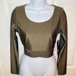90 Degree By Reflex Rib Twist Cropped Top Long Sleeve Night Sage Green M Green Size M Photo 5