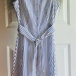 Liz Claiborne Cotton Navy Blue and White Pin Striped Button down dress Size L Photo 5
