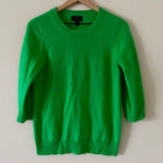 J.Crew  3/4 Sleeve Cashmere Crew Neck Sweater in Bright Green Size S Photo 0