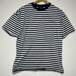 Bershka  NEW Navy White Striped Casual Coastal Basic Shirt Women’s Size Small Photo 0