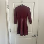 Shoshanna  Alexa Three Quarter Sleeve Faux Leather And Knit Combo Dress Photo 7