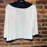 Carmen Marc Valvo  Cream Black Silk Trim Cardigan Sweater Women's Size Large Photo 5