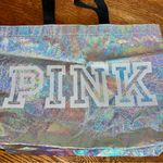 PINK - Victoria's Secret Victoria’s Secret PINK XL Silver Iridescent Tote Bag NWT Photo 1