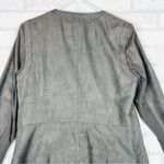DKNY Jeans Jacket Women Large Gray Faux Suede Polyester Long Sleeve Clipside Zip Photo 10