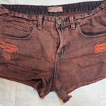 Free People  Distressed Brown Jean Shorts Photo 1