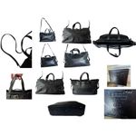 Isanti Leather Crossbody Bag Navy Top Zip Tote Handles Logo Code Italy Travel Blue Photo 6