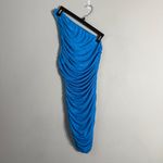 LIONESS The Goddess One Shoulder Ruched Mini Dress Womens XS Blue Cocktail Party Photo 2