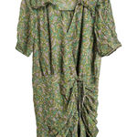 Veronica Beard  Ruched Dakota Paisley‎ silk mini dress in Fern multi size 12 $550 Photo 0