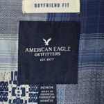 American Eagle  Outfitters Boyfriend Fit Blue Plaid Pearl Snap Top Shirt Size M Photo 6