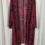 Torrid  Red Print Chiffon Gauze Hanky Hem Midi Kimono Sz.3 Photo 4