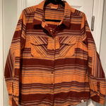 L.L. Bean Size XL Burgundy Coral Striped Flannel Button Down Shirt Size Pockets Pink Photo 0