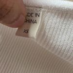 Dolan White Ribbed V Neck Puff Sleeve Floral Lace Mesh Top Women's XS Photo 4