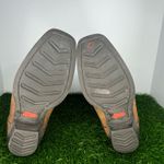 Justin Women’s Western Cowboy Boots Size 10B Brown Leather Turquoise Stitching Square Toe Photo 5