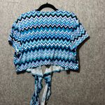 AGB Dress Woman Blue Chevron Print Tie Front Crop Shrug Cardigan Top 20W Photo 4