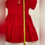 Flounce Sleeve Ruffle‎ Hem Smock Dress Red Size M Photo 4