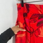 A New Day Cropped Pants Womens Large Red Orange Floral Print High Rise Wide Leg Photo 3
