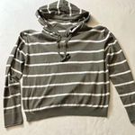 Green and White Striped Hoodie Shirt Size L Photo 0
