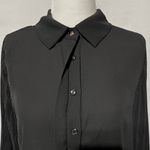 Area Stars New Pleated Puff Sleeve Button Down Blouse Lee Black Size Large Photo 4