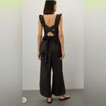 Peter Som Black Linen Jumpsuit Women’s Size 8 Sleeveless Ruffle Strap Criss Cros Photo 1