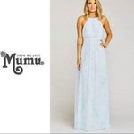 Show Me Your Mumu halter floral Maxi dress SMALL baby blue bridesmaid sleeveless Photo 1
