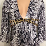 New. SKY snake print plunge neck top with chain detail. Retails $189 Black Size M Photo 0