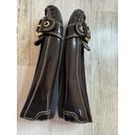 Ladies Shiny Brown Nickels Soft Flat Shoes Photo 12