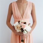 Lulus Womens New  Heavenly Hues Deep V Neck High Slit Maxi Dress Blush Pi… Photo 4