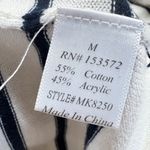 Böhme Striped Ruffled Neck Sweater Ivory White Black Size Medium Photo 7