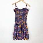 Gorman Printed Lightweight Knee Length Smocked Silk Dress Purple Size M Photo 1