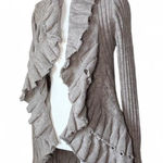 Wool Knit Ruffle Cardigan Gray Size M Photo 0