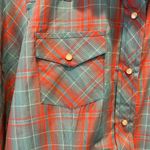 Cowgirl Legend Western Women Shirt‎ Plaid Pearl Snap Sz XL Metallic Rodeo Blue Photo 1