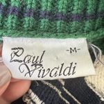 Vintage Paul Vivaldi Unisex Medium Beaded Crewneck Knit Chunky Sweater Airplane Green Photo 7