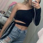 Garage One Shoulder Black Top Photo 0