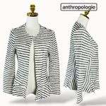 Dojam Left Coast Collection Striped Open Front Ruffle Hem Jacket Women's Small Black Photo 1