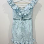 Angel Biba  Sweet Melody Sweetheart Neck Off-Shoulder Dress Lace Steel Blue S Photo 5