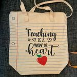 Brand new teaching is a work of heart canvas bag Red Photo 0