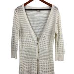 DKNY Jeans Womens Open Knit Cardigan Sweater S White Cotton Acrylic Photo 0