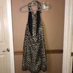 Tamara Mellon Silk‎ Blend Button Front Backless Halter Dress Leopard Print Black Size 8 Photo 2