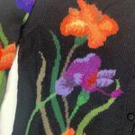 Everything Alpaca size medium Black floral cardigan wool Women's Black Sweater Photo 5