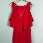 Badgley Mischka Badgley Mishcka Belle Cut Out Formal Maxi Dress Womens 6 Red Slit Cocktail Party Photo 7