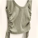 ZARA Sage Green Ribbed Cinched Tie-Up Tank Top Going out Top Photo 1